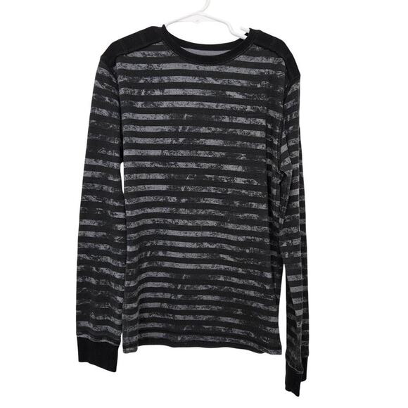 Boy's Epic Threads Long Sleeve Thermal Shirt Gray Black Striped Size Small - Picture 1 of 3